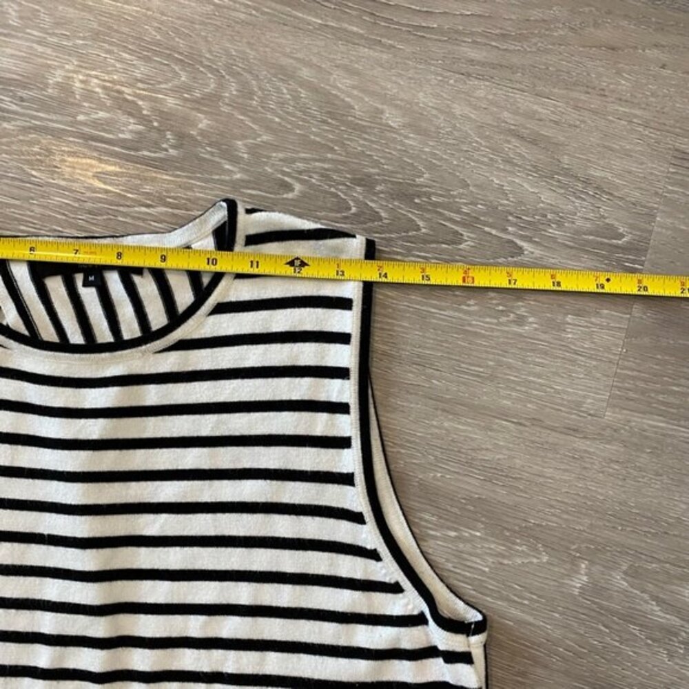 Central Park West Stripe Sleeveless Top Black White M Crossover Tulip Open Back - Picture 8 of 9